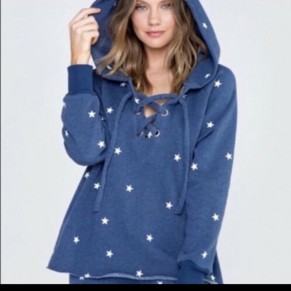 Wildfox Football Star Print Hoodie Sweatshirt Small